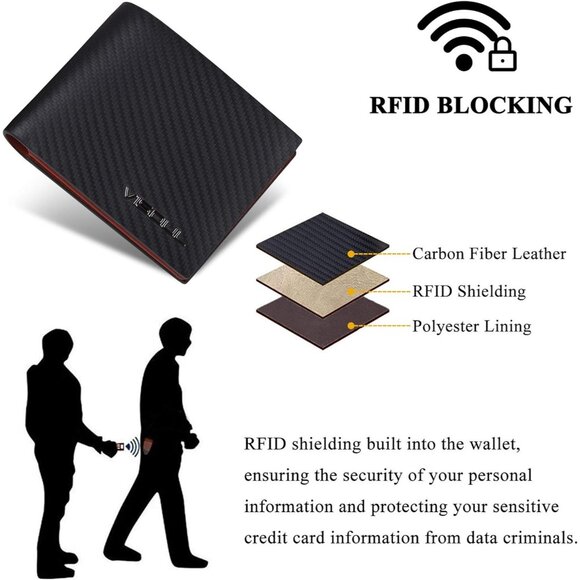 Men's Leather RFID Blocking Wallet Extra Capacity, Bifold Security Wallet - Picture 5 of 7
